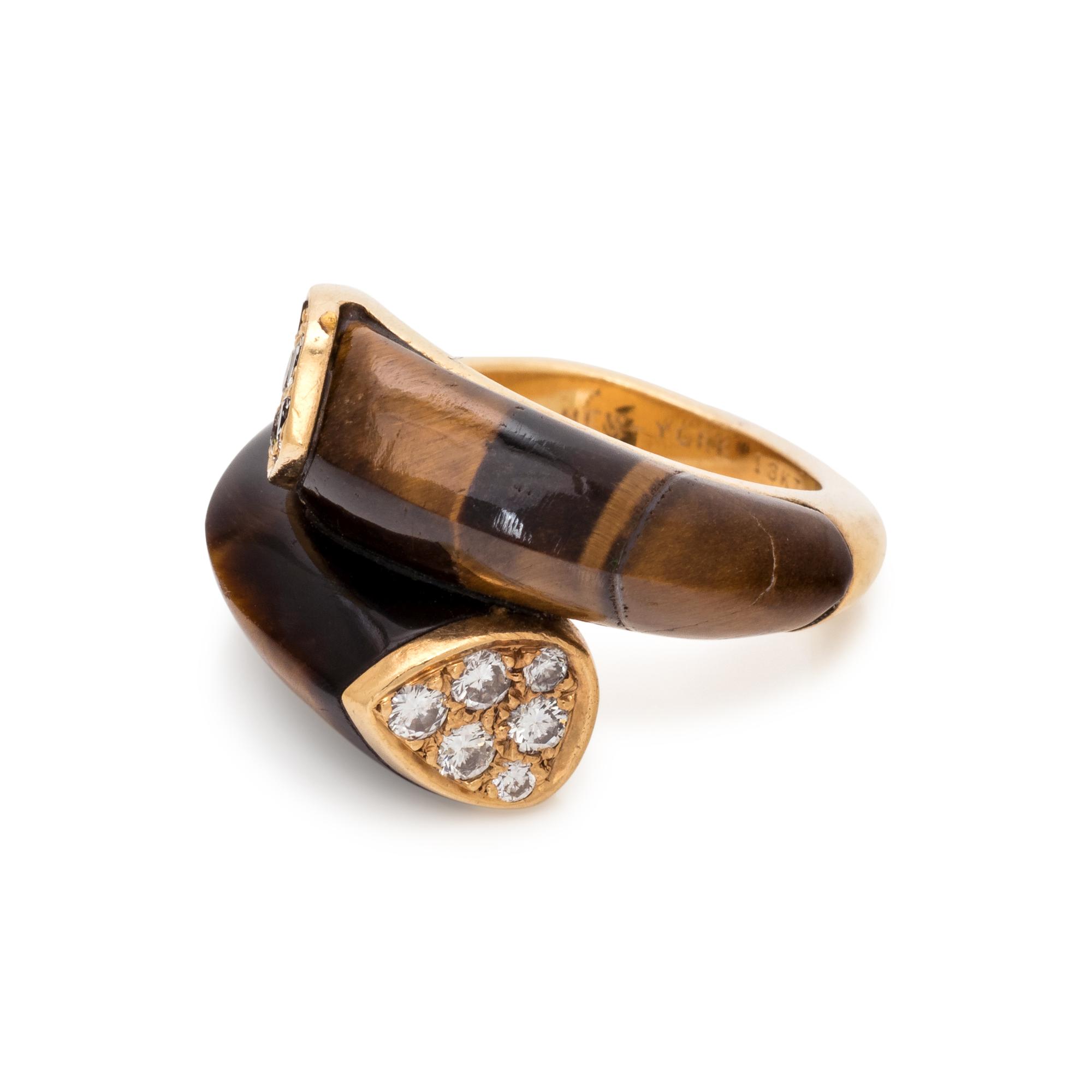 VAN CLEEF & ARPELS, TIGER'S EYE AND DIAMOND RING