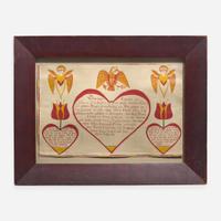 A Fraktur birth and baptism record for Elizabeth Plankenhorn (1846-1932) Wayne County, Indiana, dated "1847"