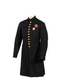 [CIVIL WAR]. GAR veteran's frock coat IDd to R.F. Woods with V Corps badge & Dept. of Iowa button.