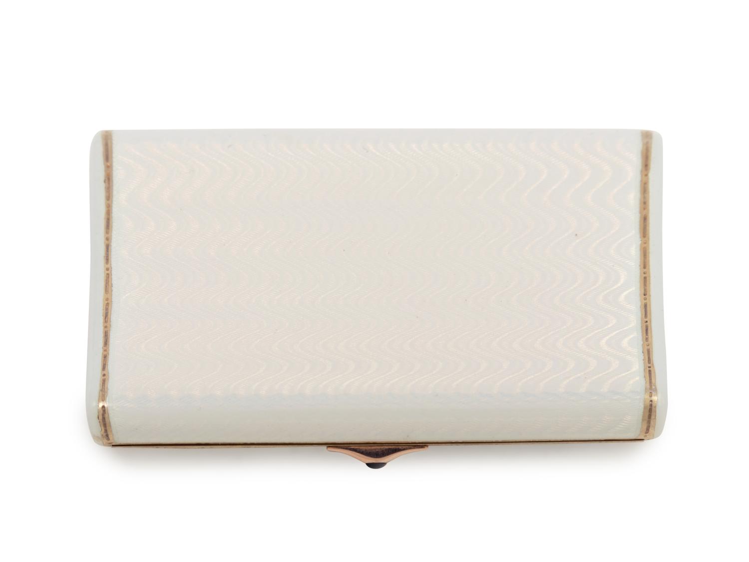 A Russian Guilloché Enamel Silver, Gold and Diamond Mounted Cigarette Case