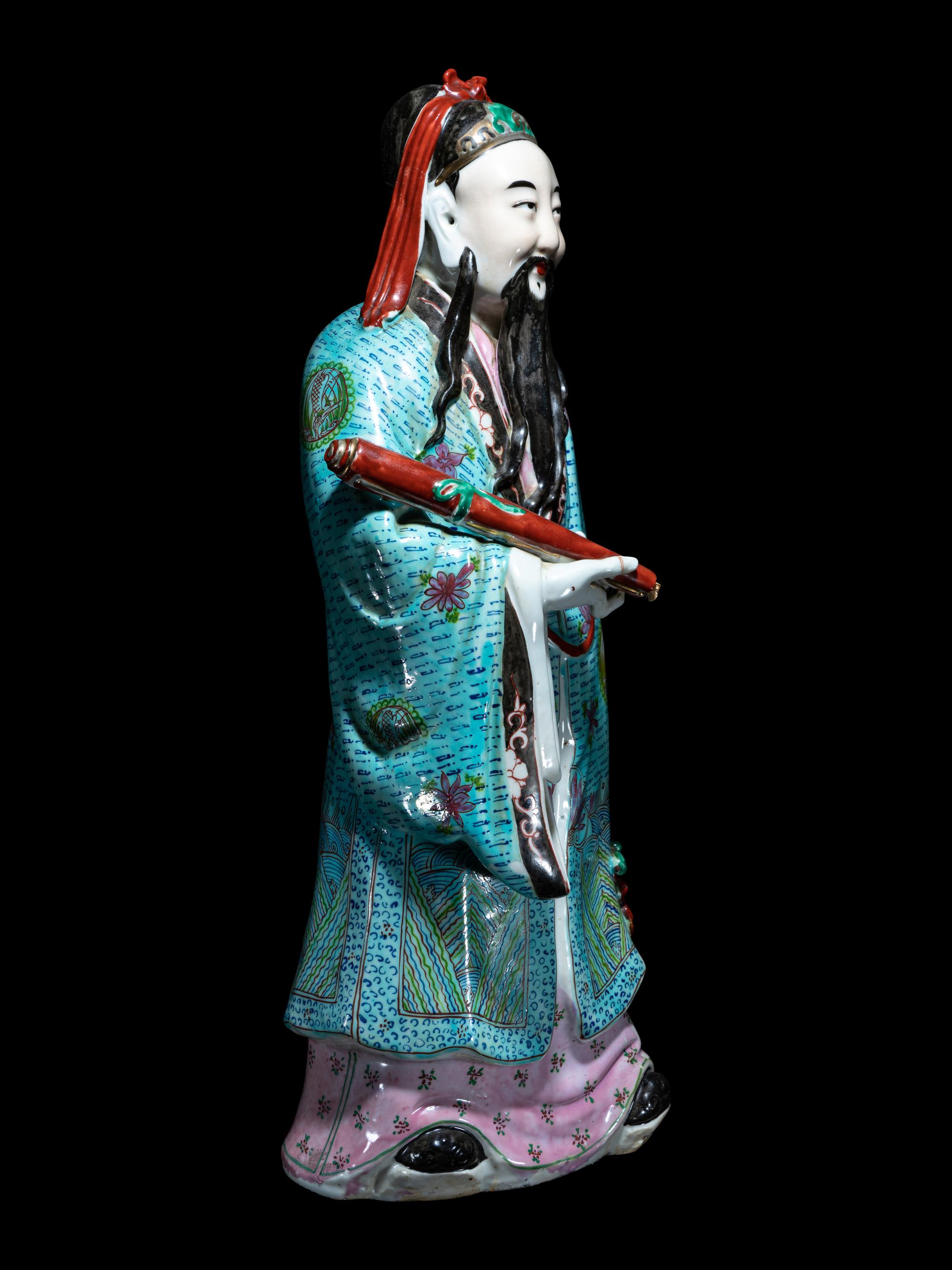 Two Chinese Famille Rose Porcelain Figures of Immortals