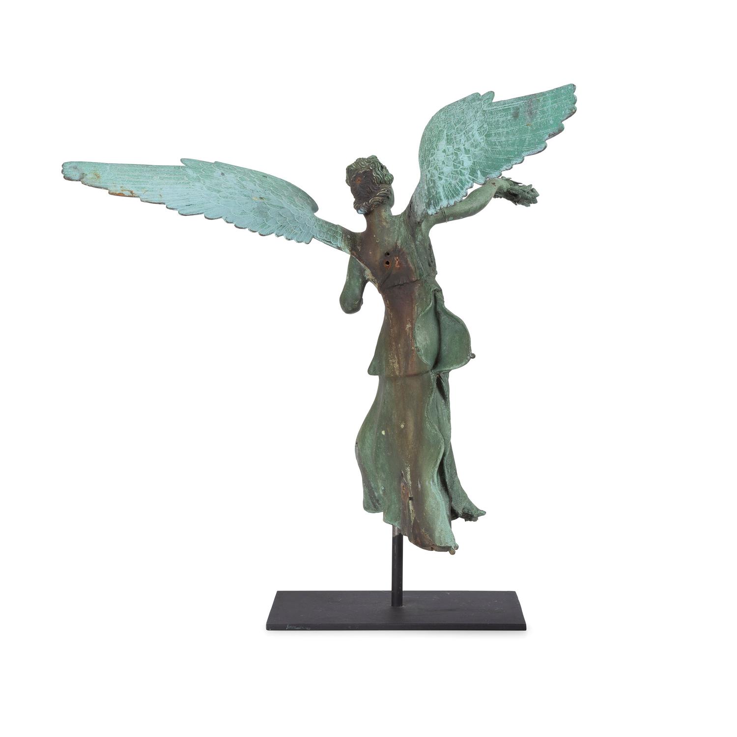A Cast Bronze Figural Finial of an Angel
