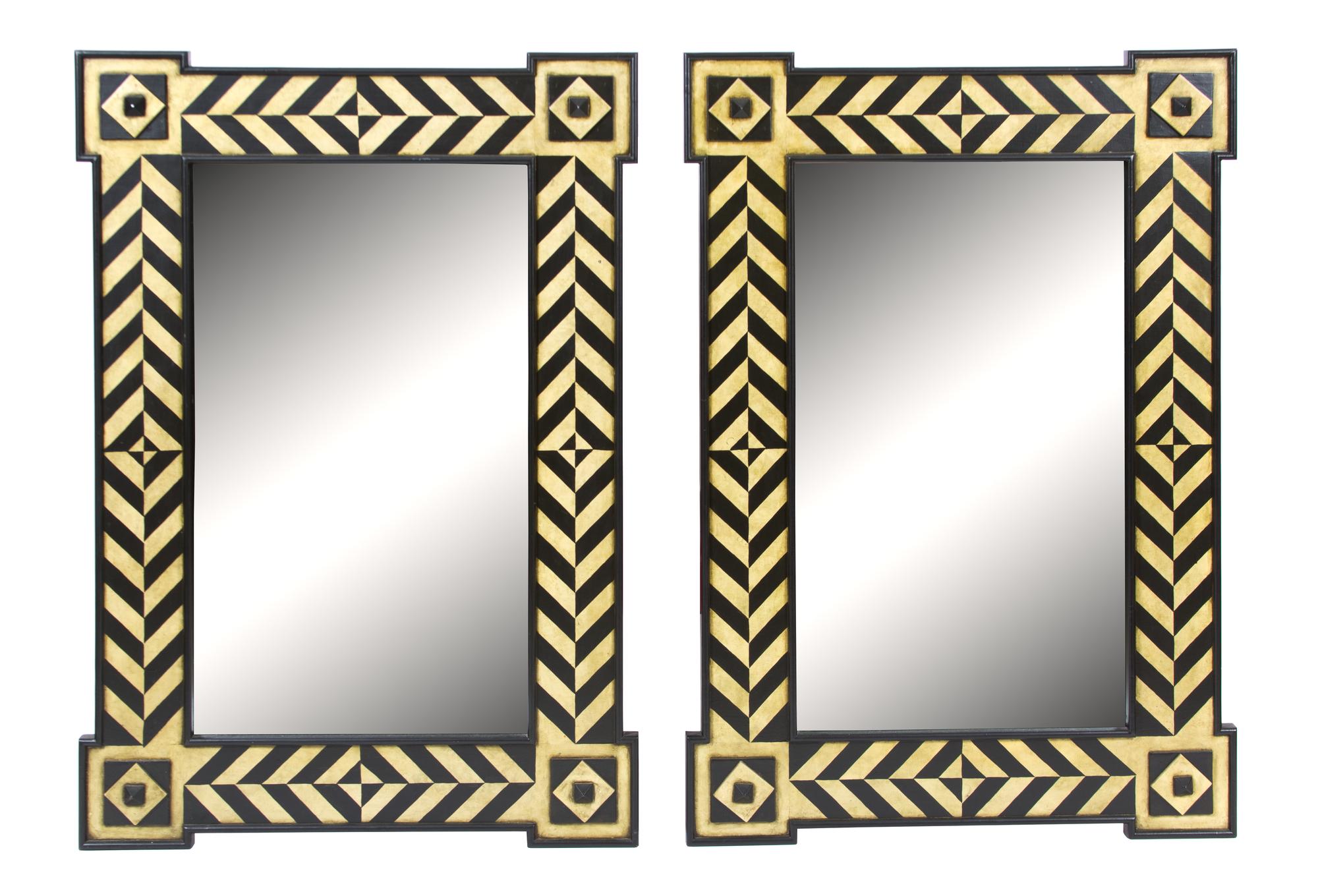 A Pair of Modern Painted Mirrors Height 50 x width 35 inches. — 20TH CENTURY