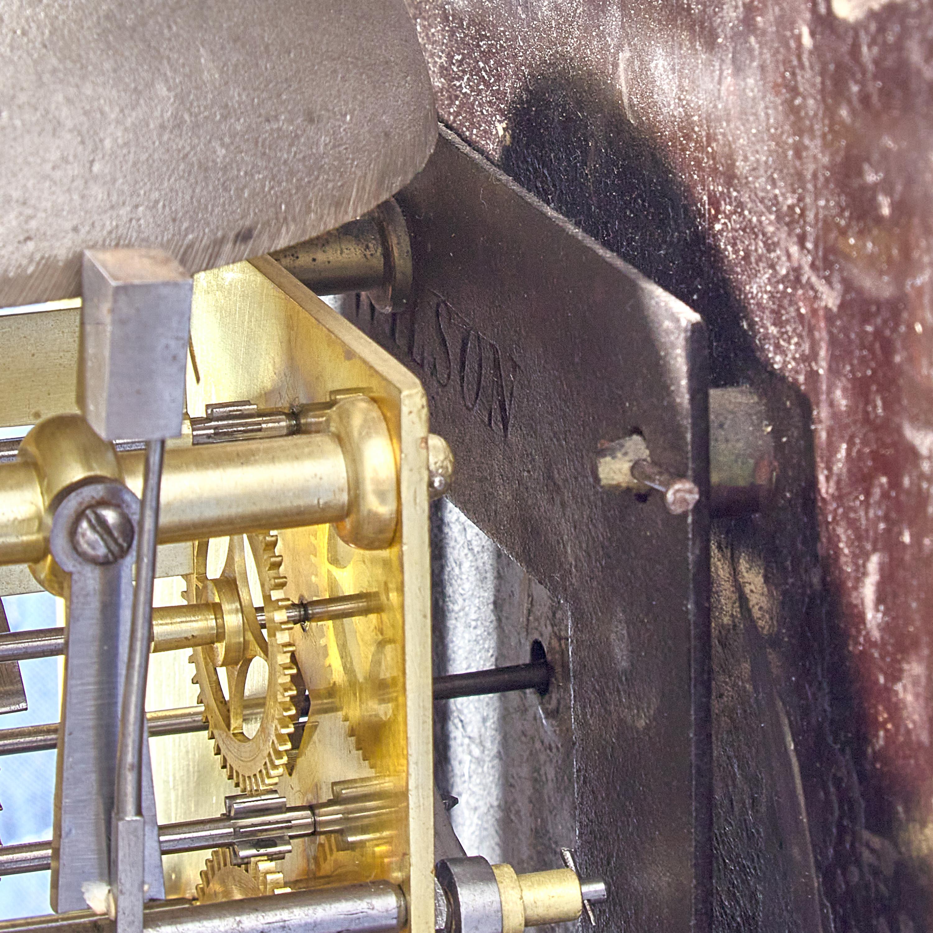 A Federal Brass-Mounted, Inlaid and Pierced Mahogany Tall Case Clock
