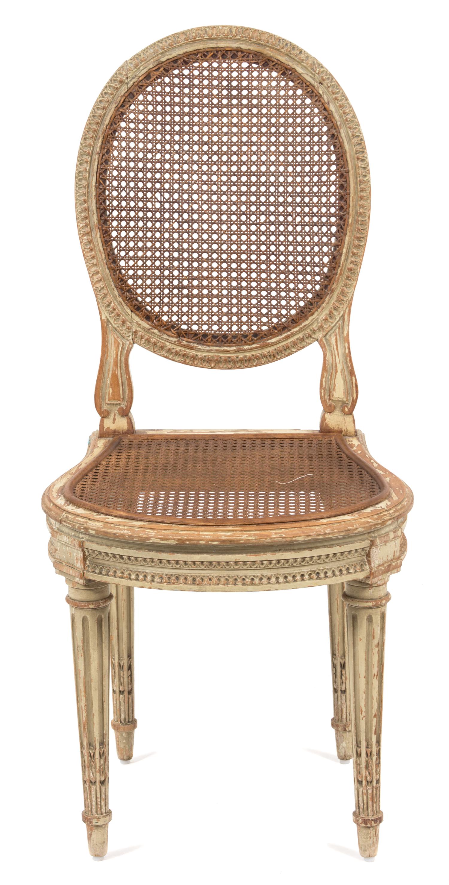 A Louis XVI Style Painted Side Chair Height 35 inches. — 19TH CENTURY