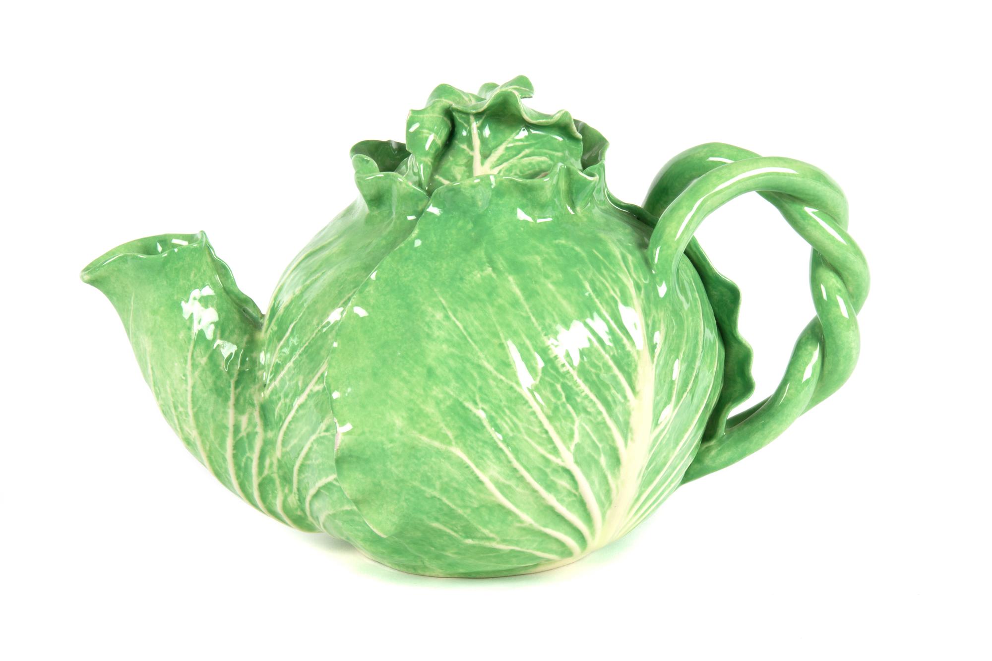 A Dodie Thayer Lettuce Ware Tea Pot Height 7 1/4 inches.