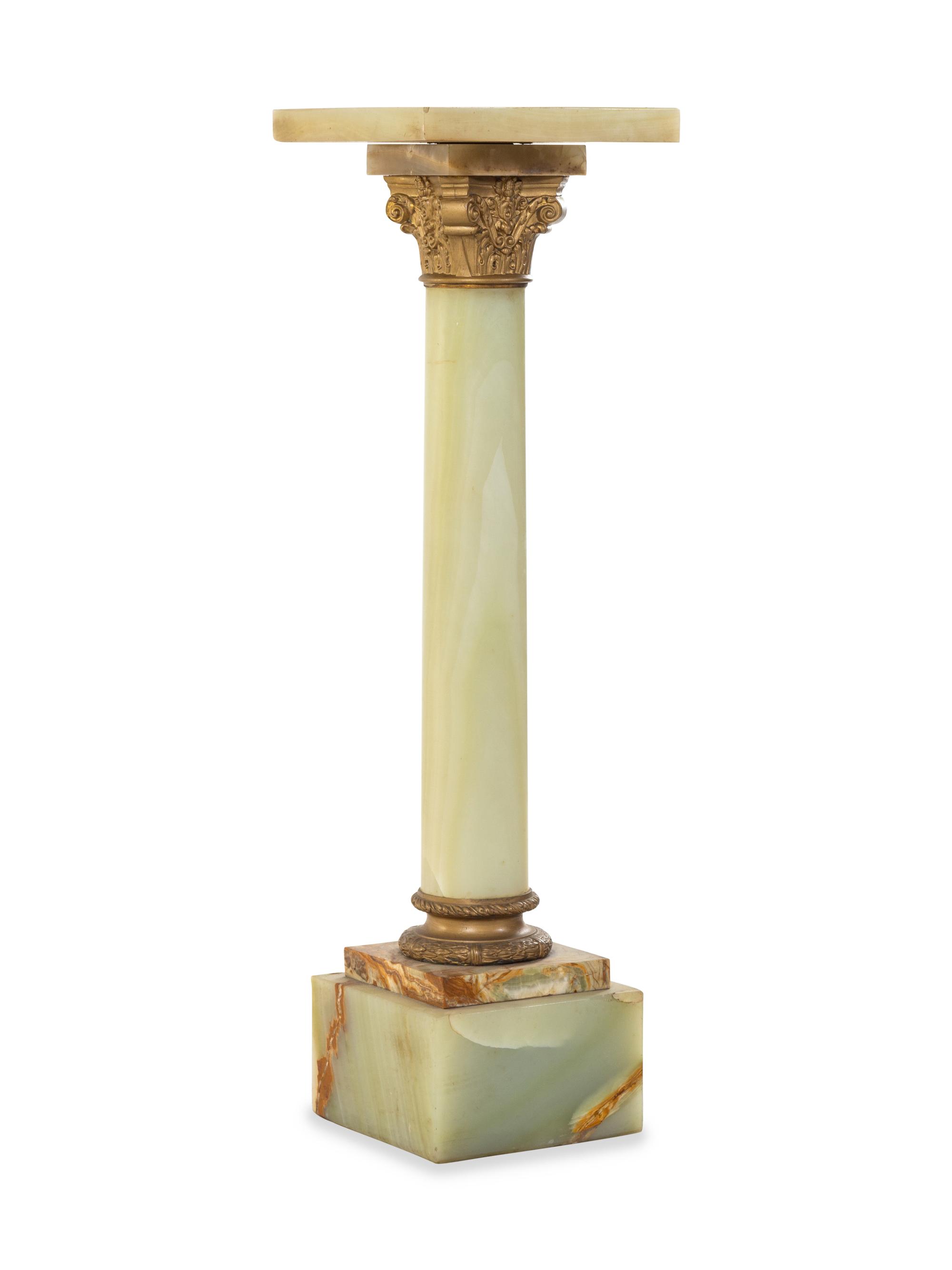 A Continental Gilt Bronze and Onyx Pedestal
