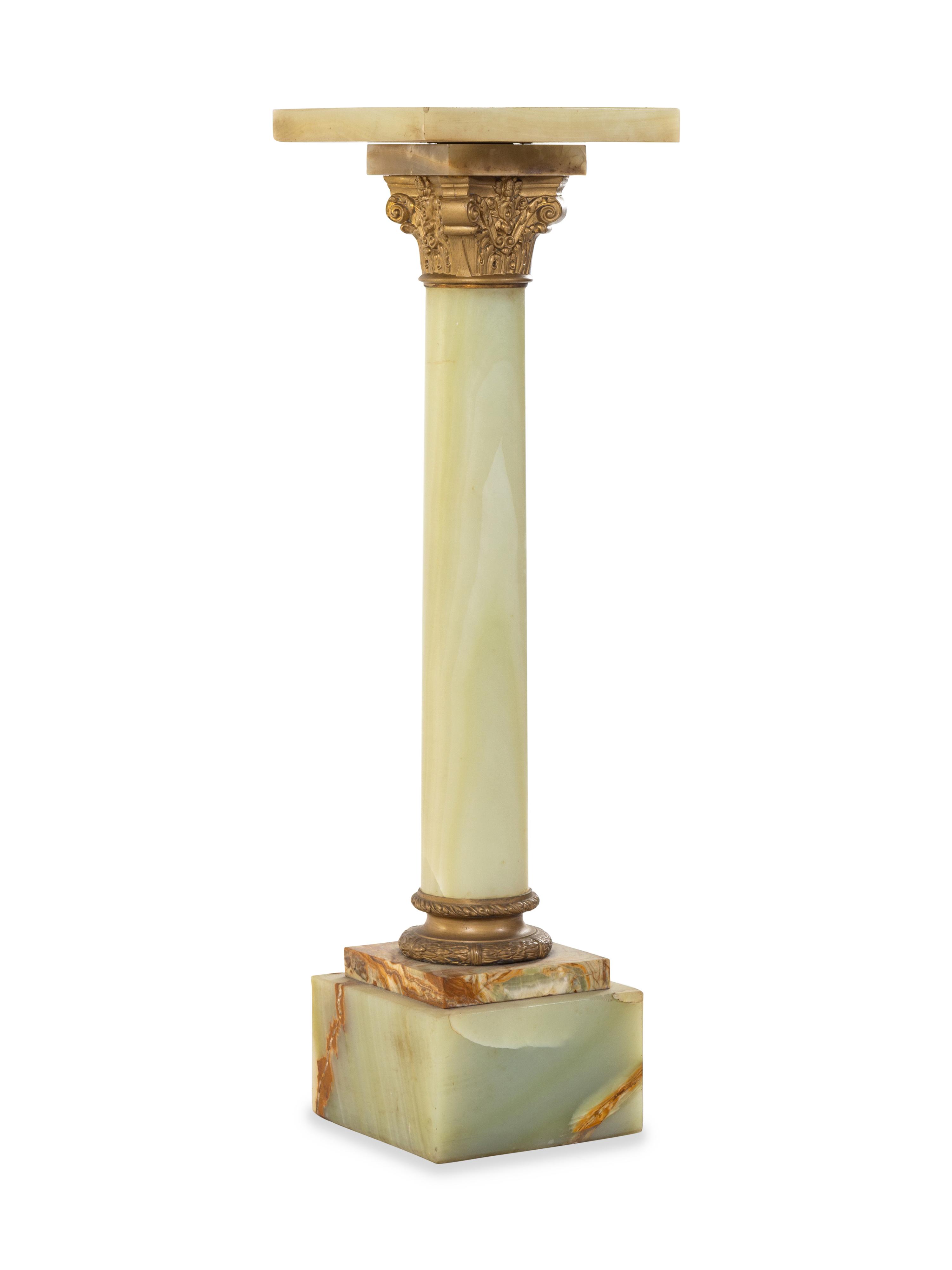 A Continental Gilt Bronze and Onyx Pedestal