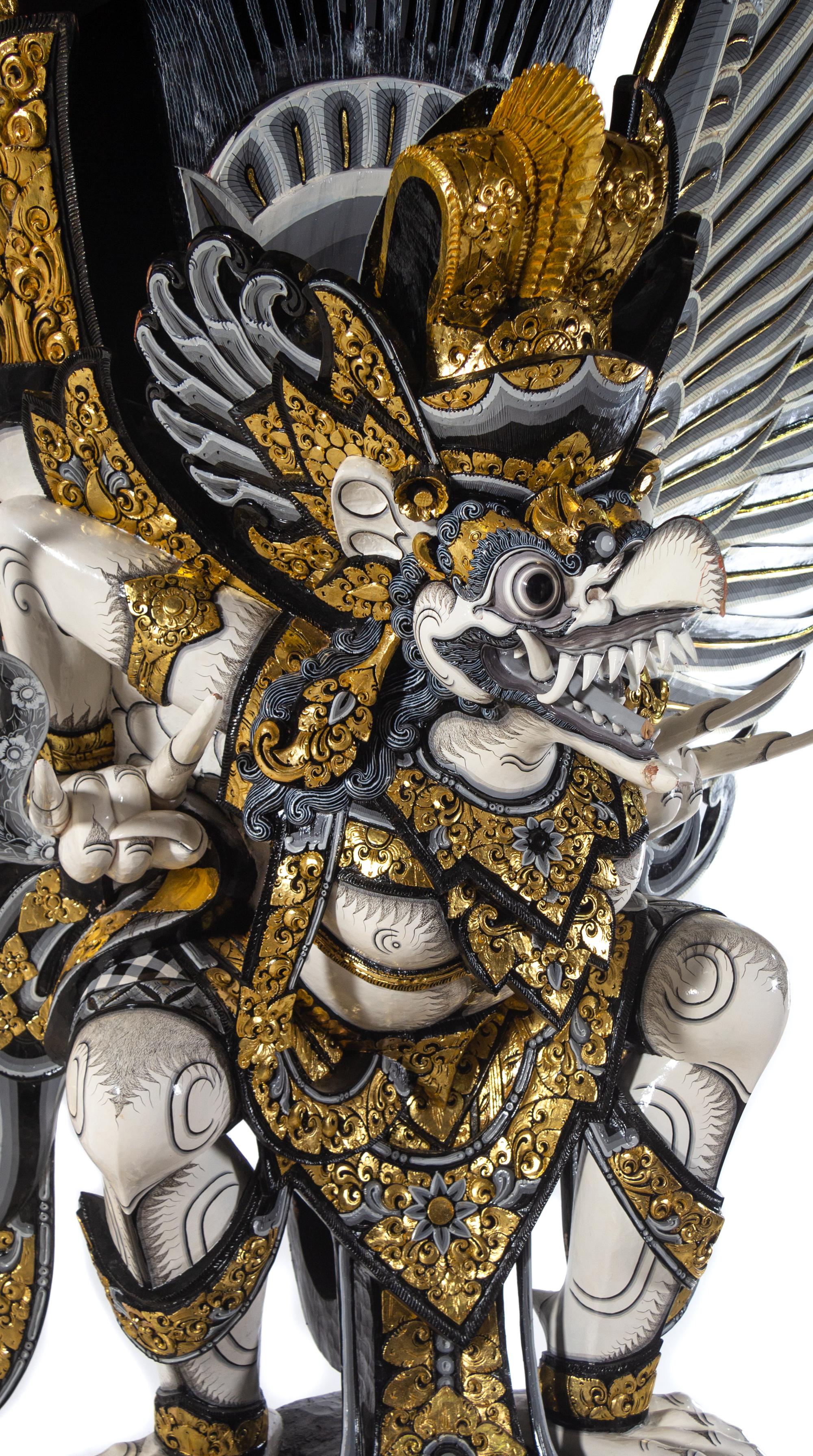 A Monumental Thai Painted and Parcel Gilt Garuda