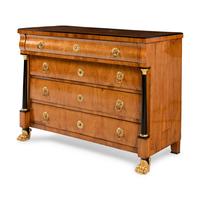 An Austrian Neoclassical Parcel Gilt and Ebonized Ash Commode