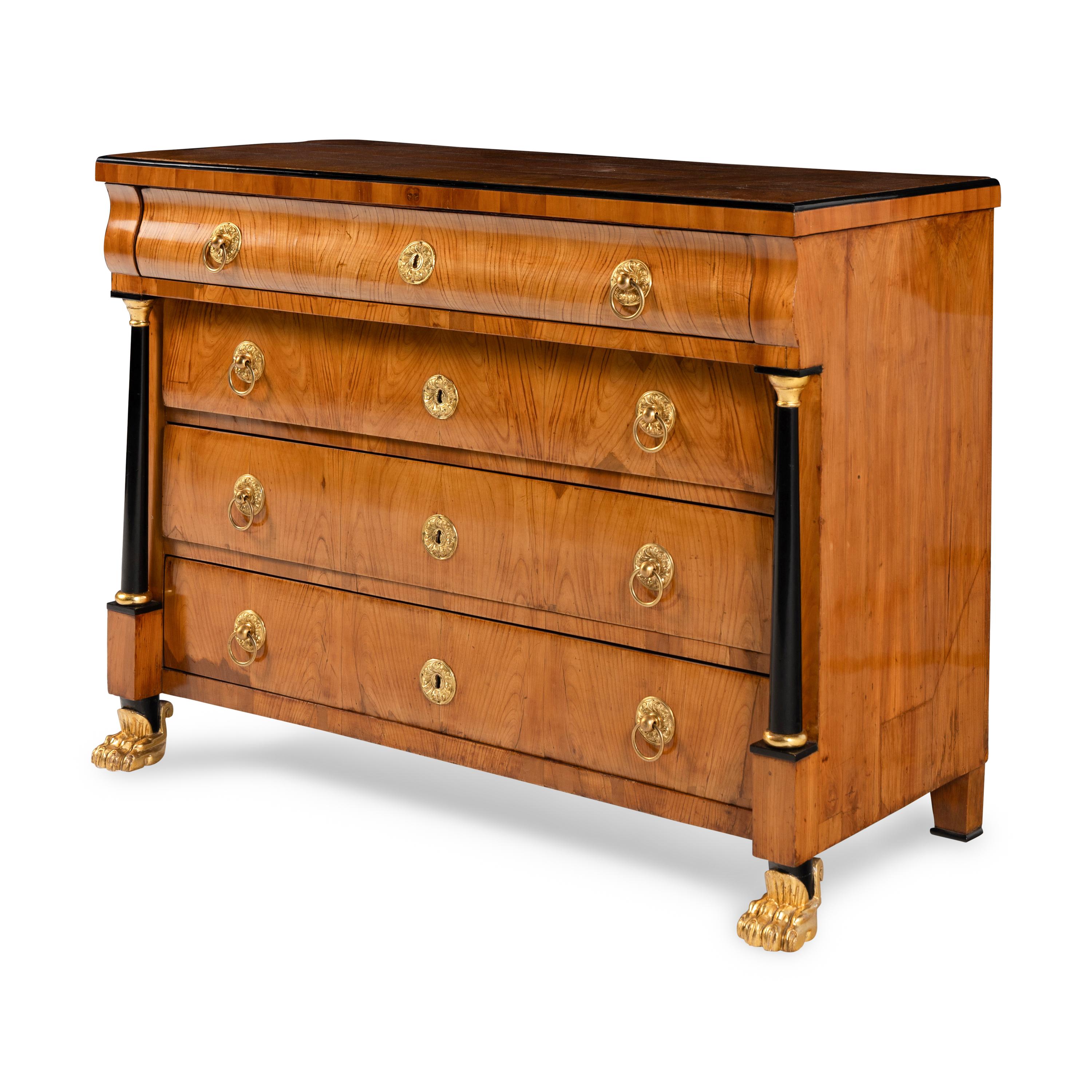 An Austrian Neoclassical Parcel Gilt and Ebonized Ash Commode