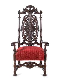 A Pair of Charles II Style Oak Armchairs