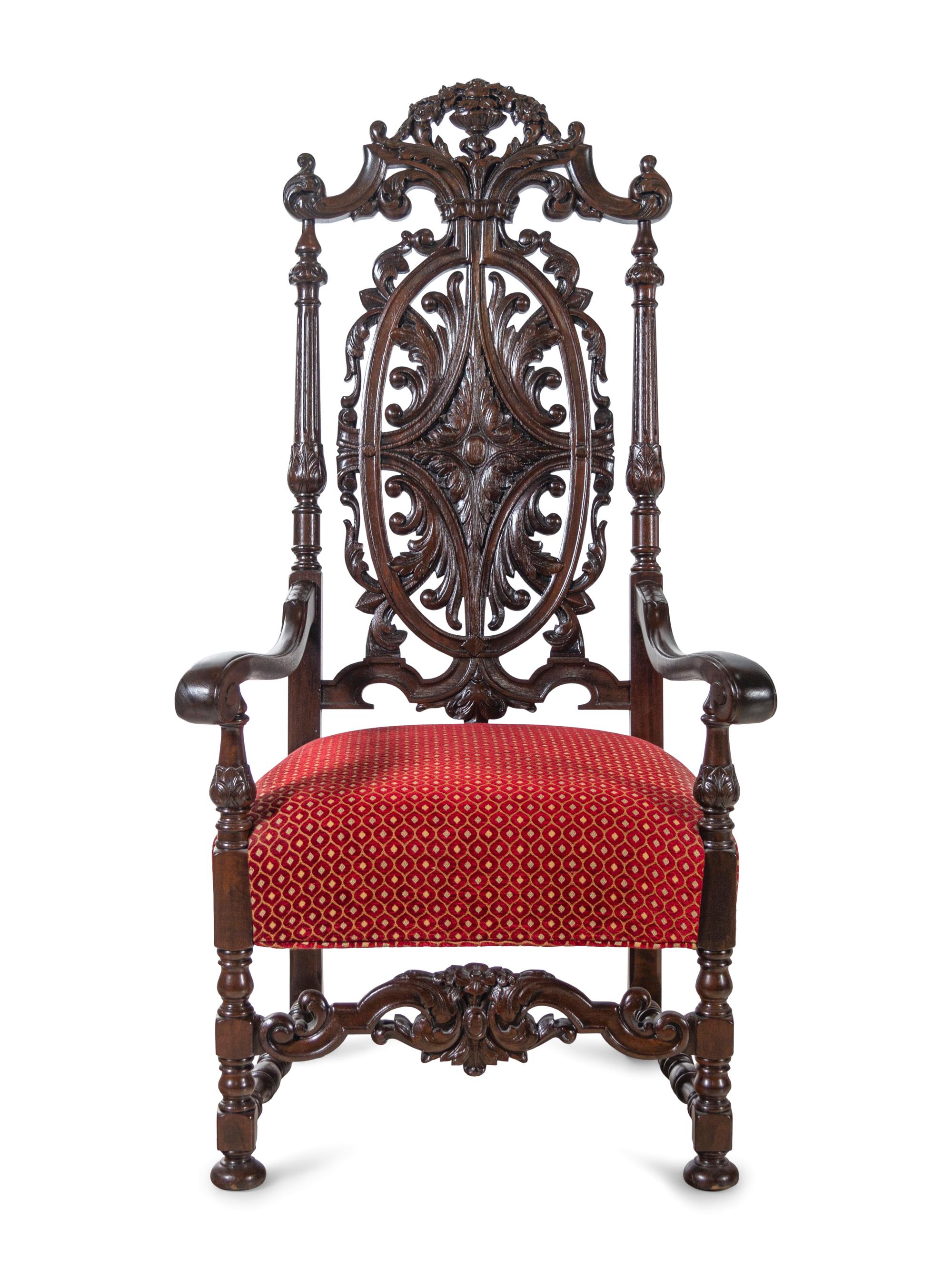 A Pair of Charles II Style Oak Armchairs