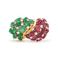 FRENCH, CARVED GEMSTONE AND DIAMOND BROOCH