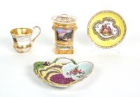 Four Pieces of Miscellaneous German Porcelain Height of tallest 5 3/4 inches. — 19TH CENTURY