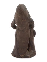 A Continental Carved Wood Figure of a Mother and Child