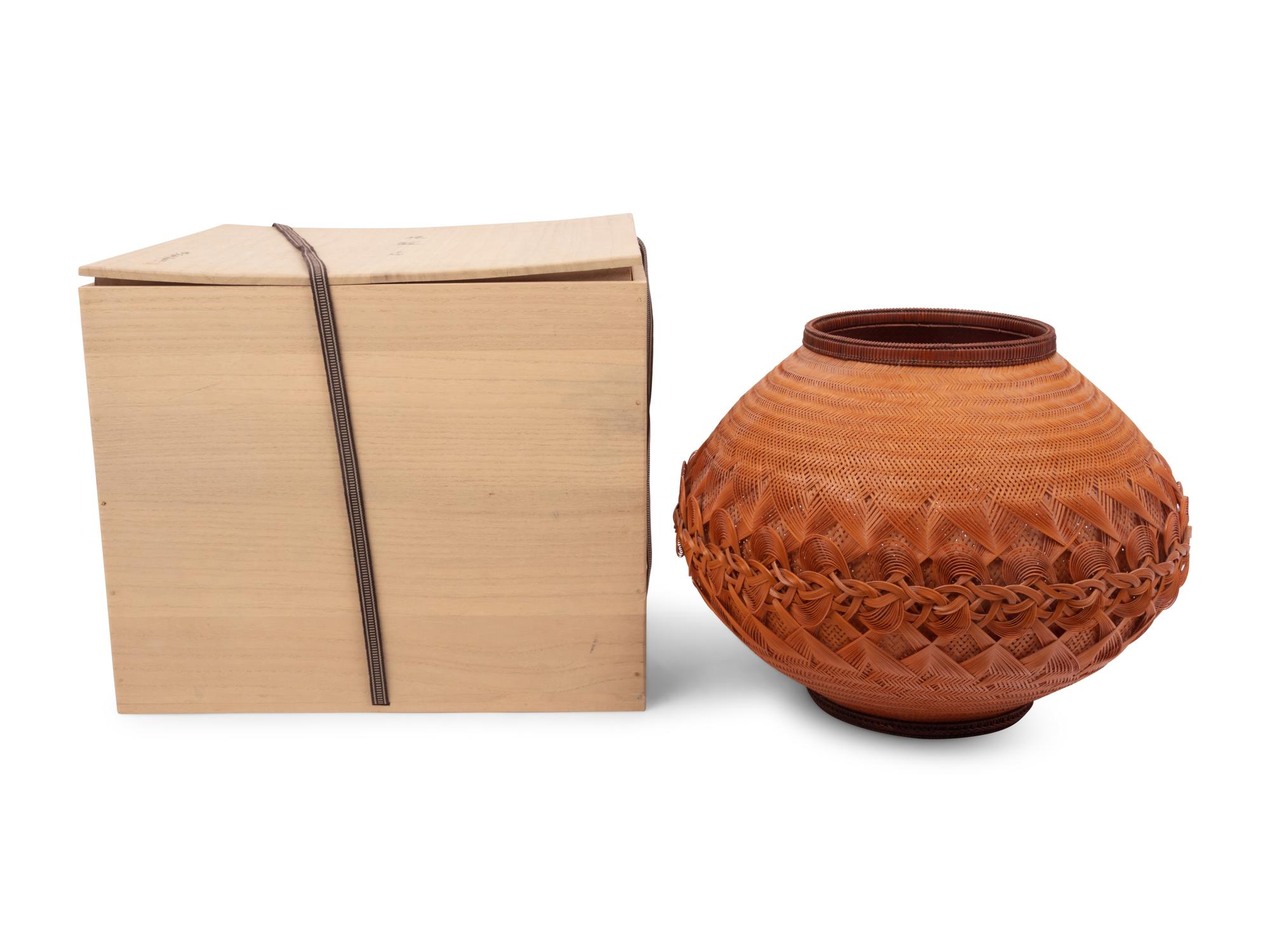 A Japanese Ikebana Bamboo Flower Arranging Basket