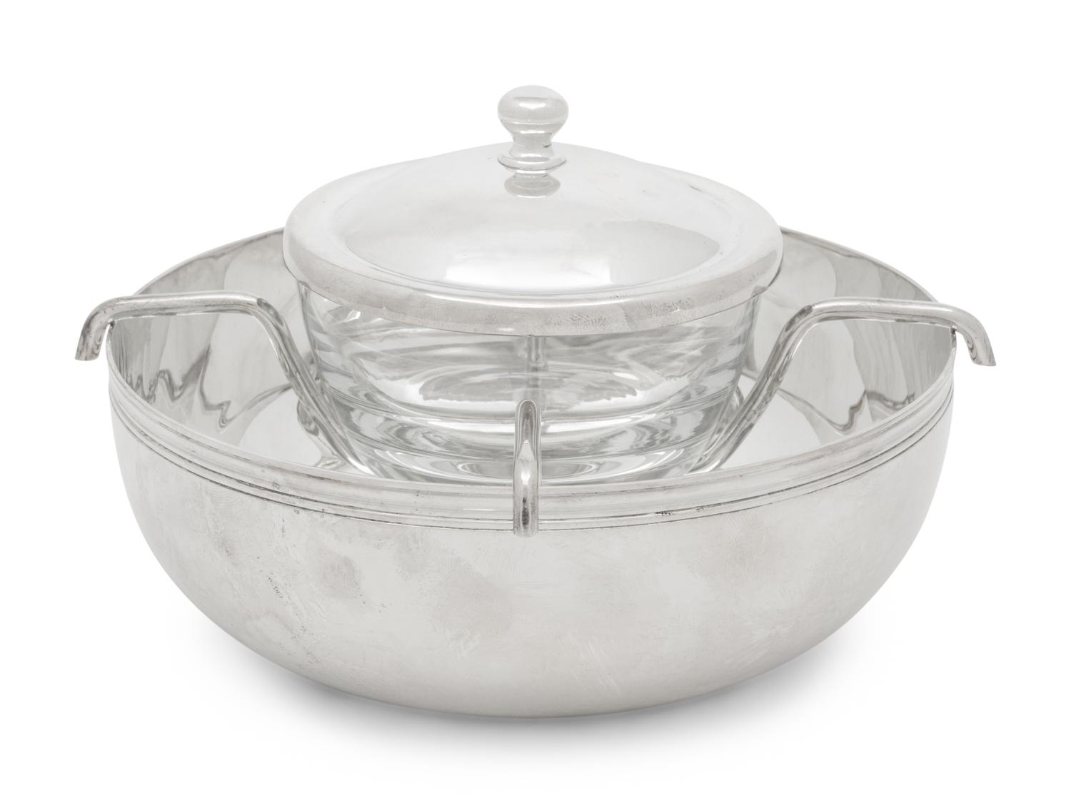A Christofle Silver-Plate and Glass Caviar Server