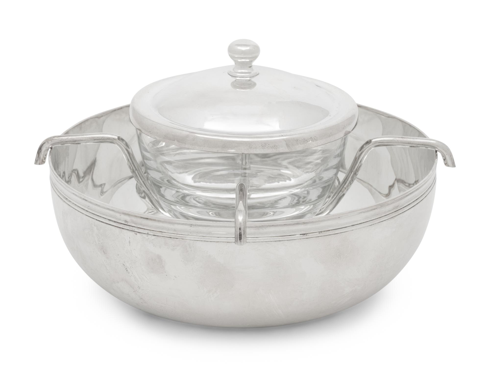 A Christofle Silver-Plate and Glass Caviar Server