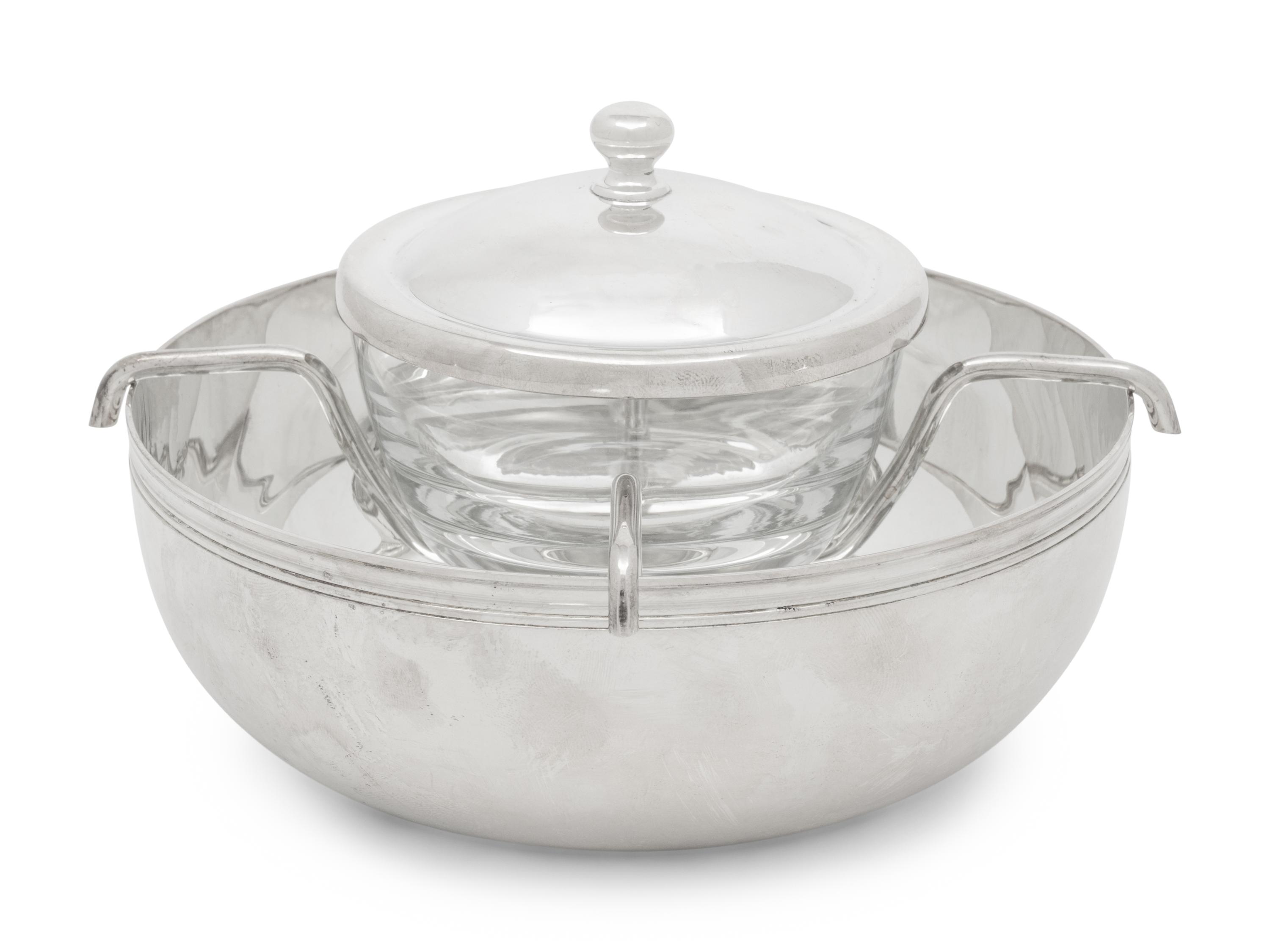 A Christofle Silver-Plate and Glass Caviar Server