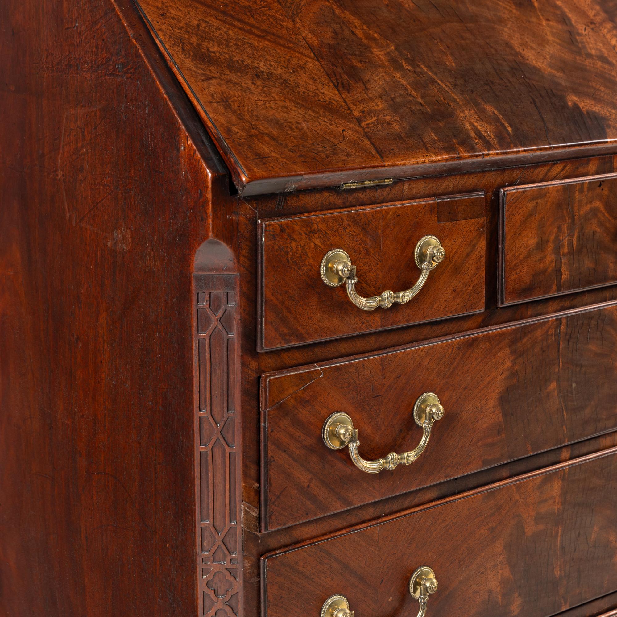 A George II Highly Figured Mahogany Slant-Front Bureau