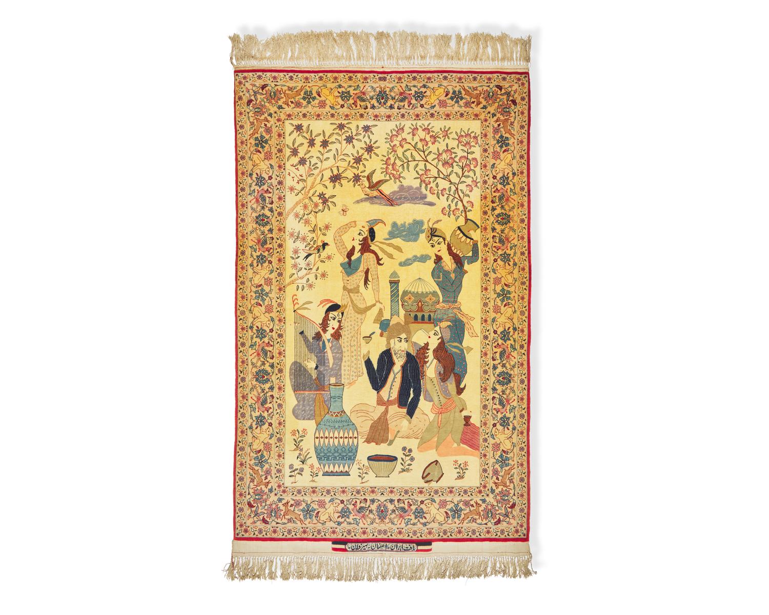 An Isphahan silk warp pictorial rug, Persia, 20th century