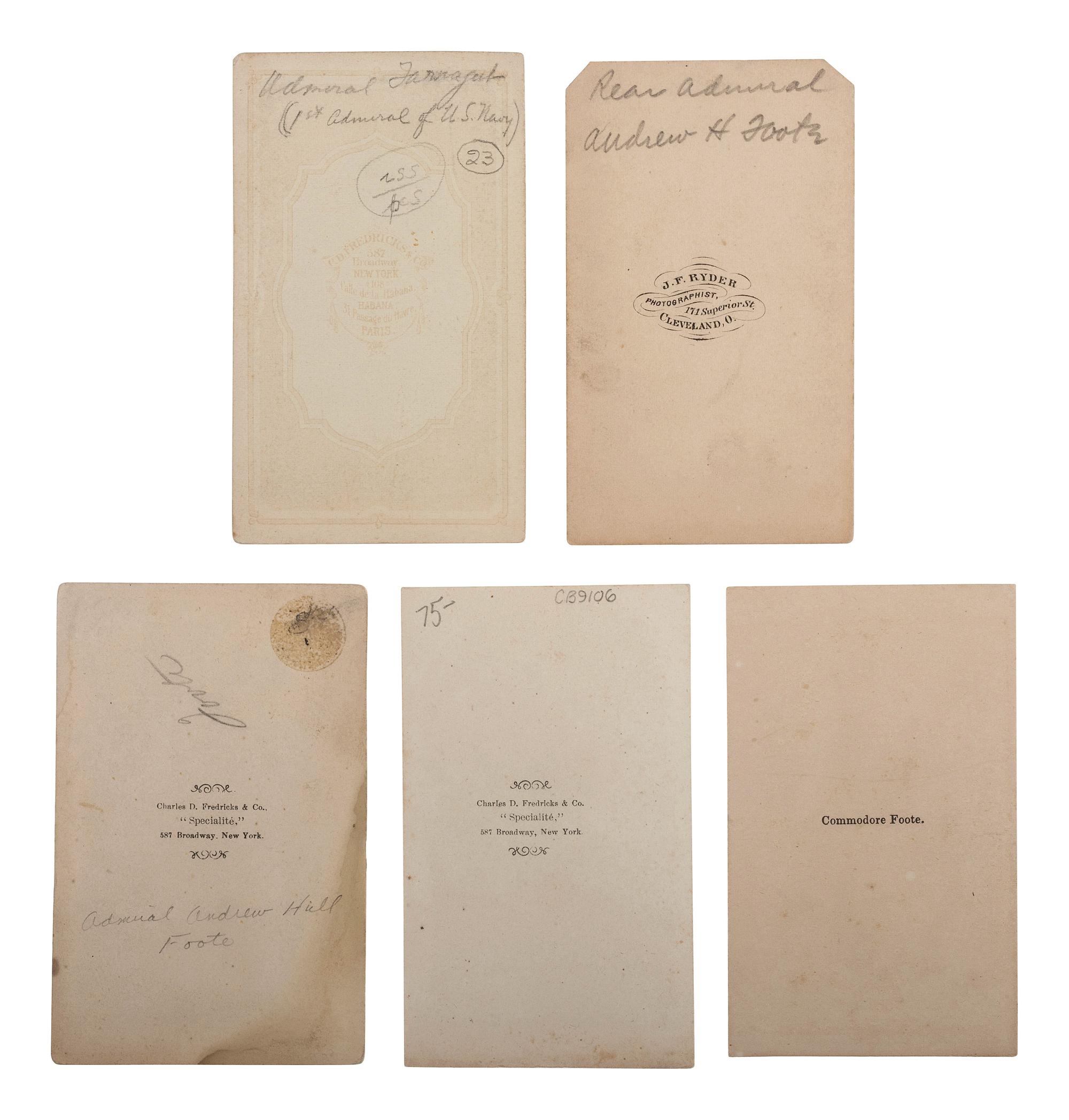 [CIVIL WAR]. A group of 8 items, including portraits of Admirals Andrew Hull Foote, David G. Farrugut, and David Dixon Porter, comprising: