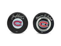 A Group of Maurice Richard and Jean Béliveau Montreal Canadiens Signed Autograph Hockey Pucks (Beckett Authentication Services BAS Certified)
