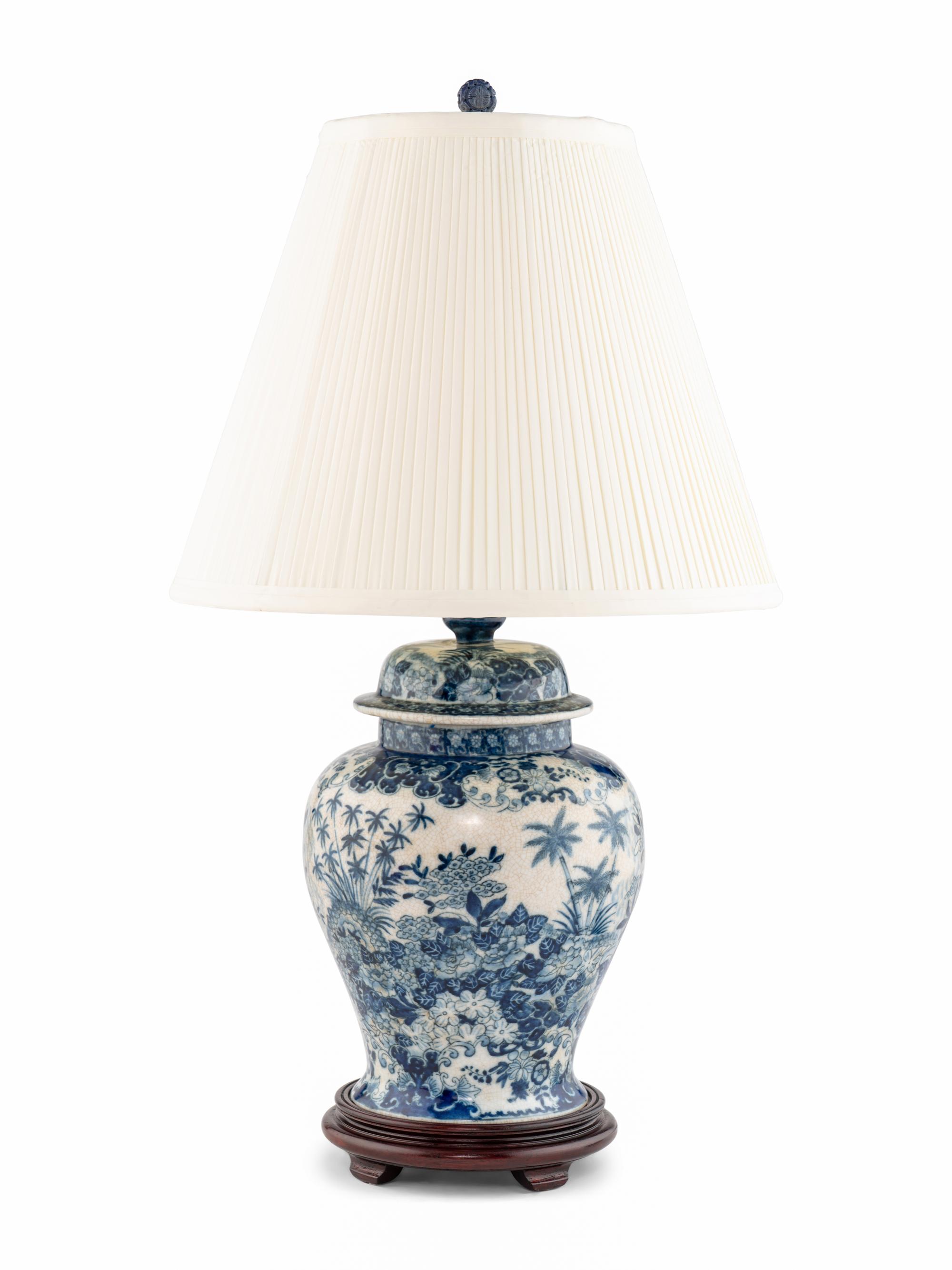A Blue and White Porcelain Lamp