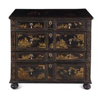 A George I/II Lacquered and Japanned Chest of Drawers