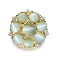 CAT'S EYE CHRYSOBERYL AND DIAMOND RING