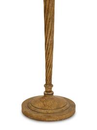 A Pair of Painted Metal and Carved Wood Torchere Style Floor Lamps