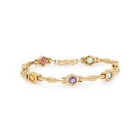 YELLOW GOLD AND MULTIGEM BRACELET AND EARRINGS