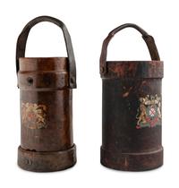 Two English Leather Artillery Buckets