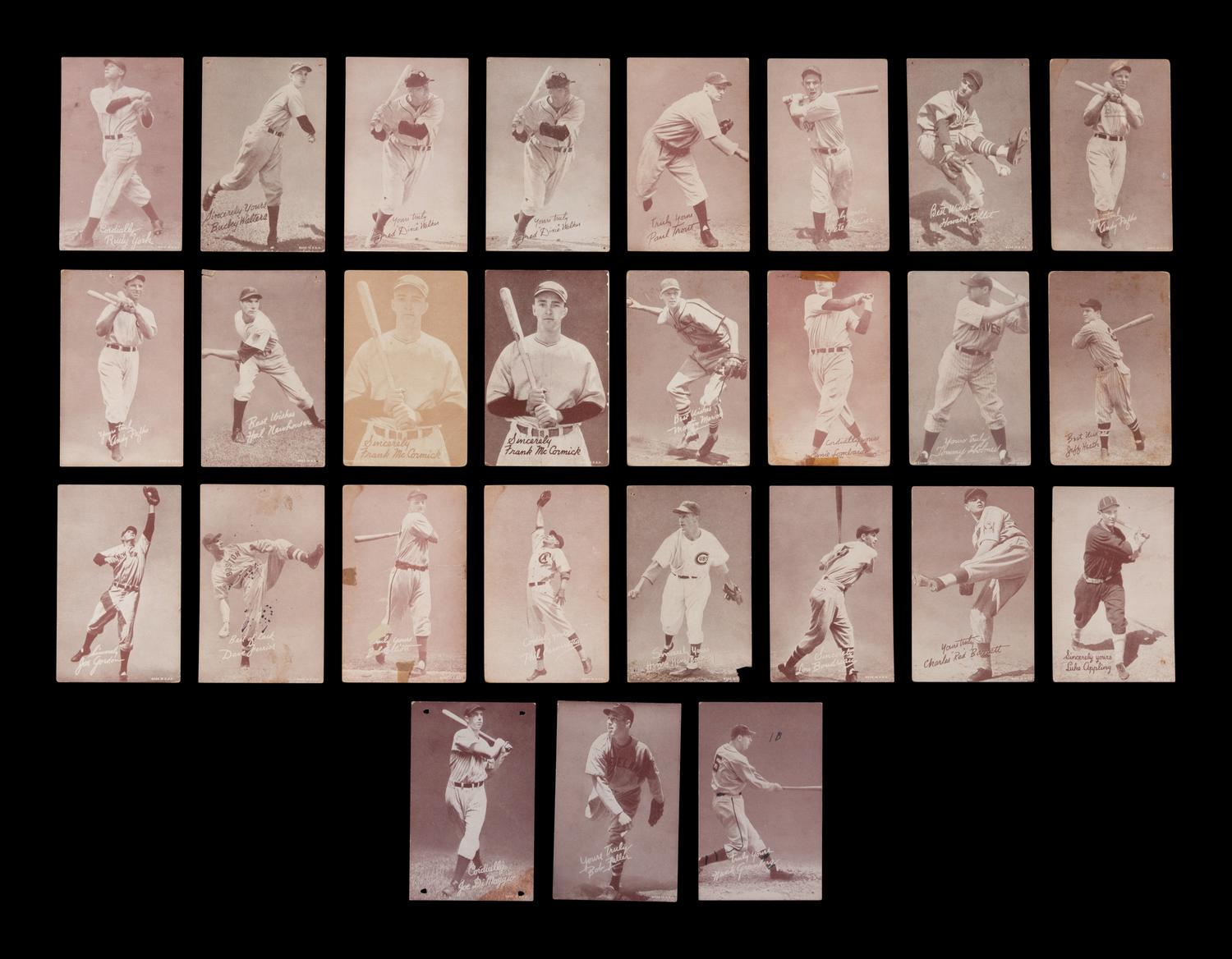 A Collection of Over 25 1939-46 Baseball Exhibit Cards Including Joe DiMaggio