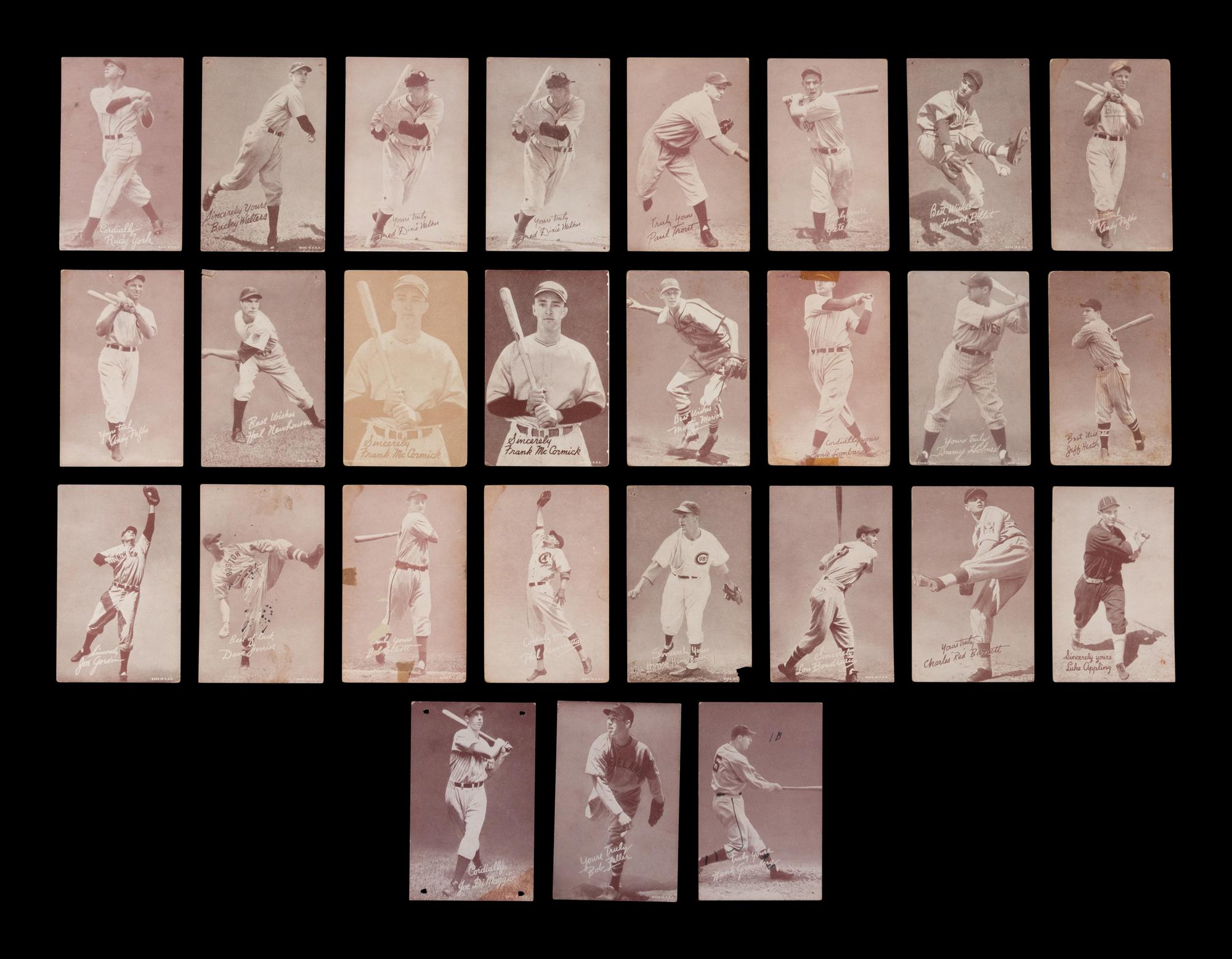 A Collection of Over 25 1939-46 Baseball Exhibit Cards Including Joe DiMaggio