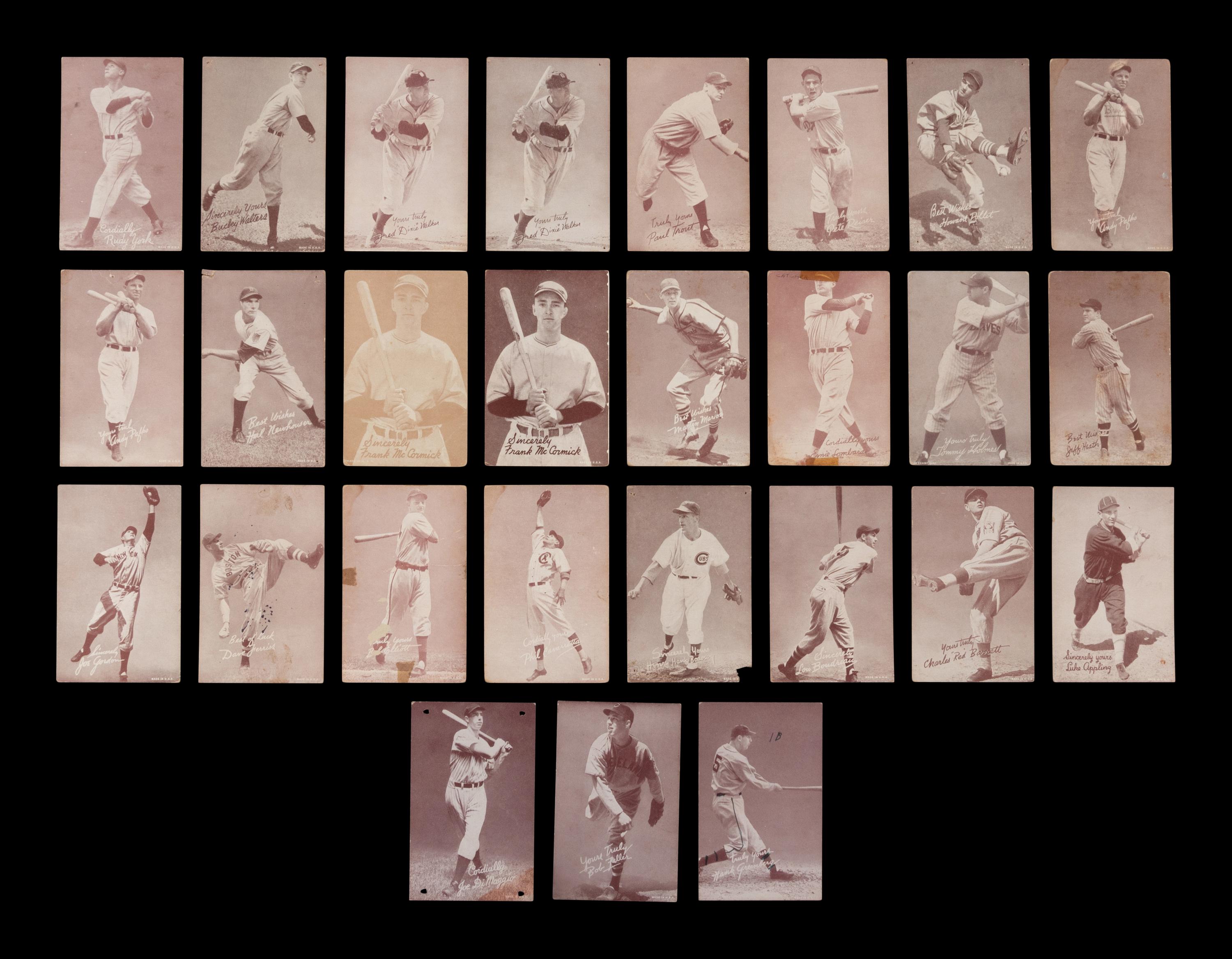 A Collection of Over 25 1939-46 Baseball Exhibit Cards Including Joe DiMaggio