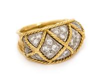 An 18 Karat Yellow Gold, Platinum and Diamond Ring, 10.55 dwts.