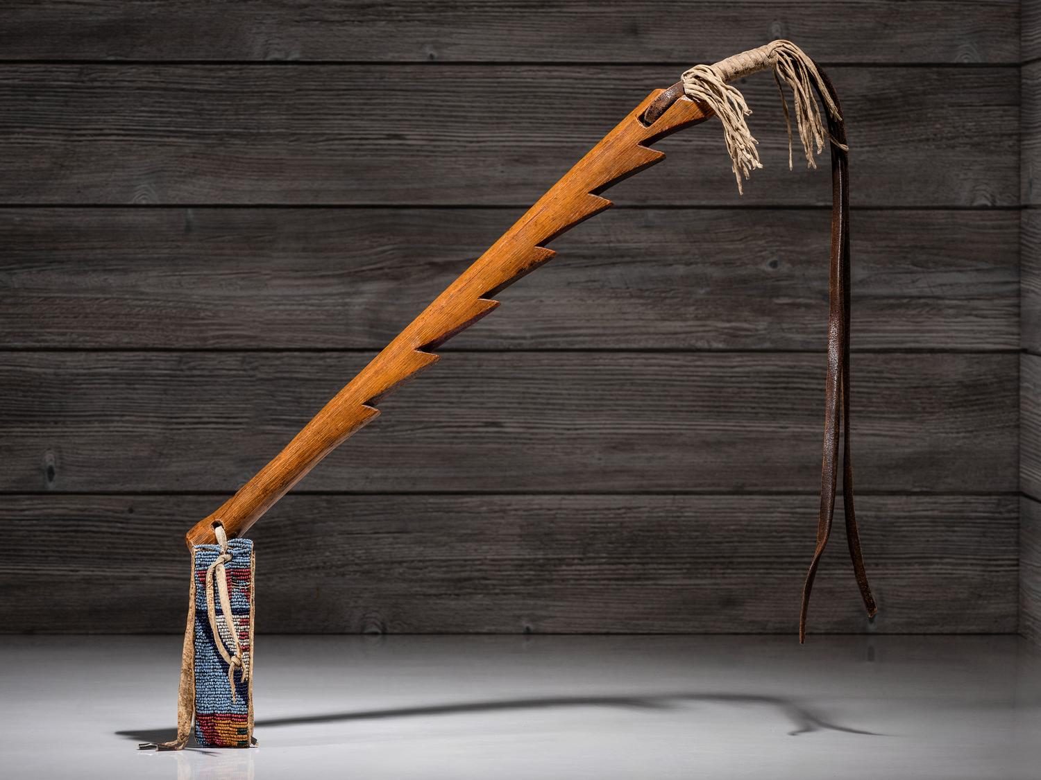 Northern Plains Sawtooth Quirt, with Beaded Wrist Strap