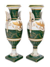 A Pair of French Parcel Gilt Porcelain Vases