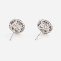 A Pair of 18K White Gold and Diamond Earrings