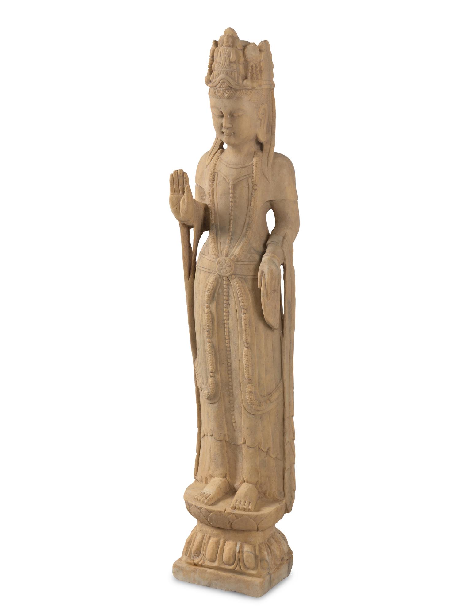 A Cast Stone Figure of a Bodhisattva