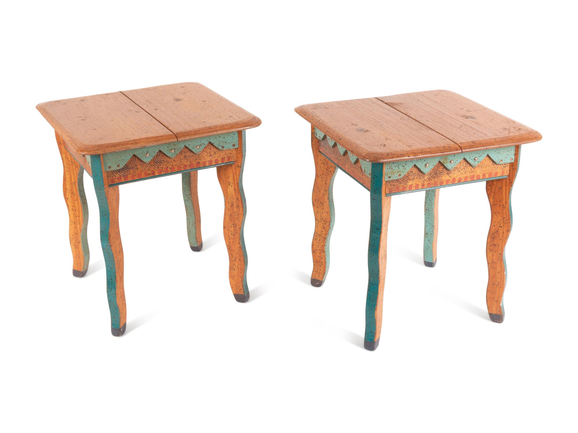 A Pair of Contemporary American Folk Art Side Tables by David Marsh