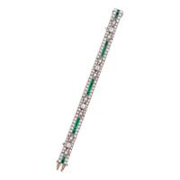 ART DECO, DIAMOND AND EMERALD BRACELET