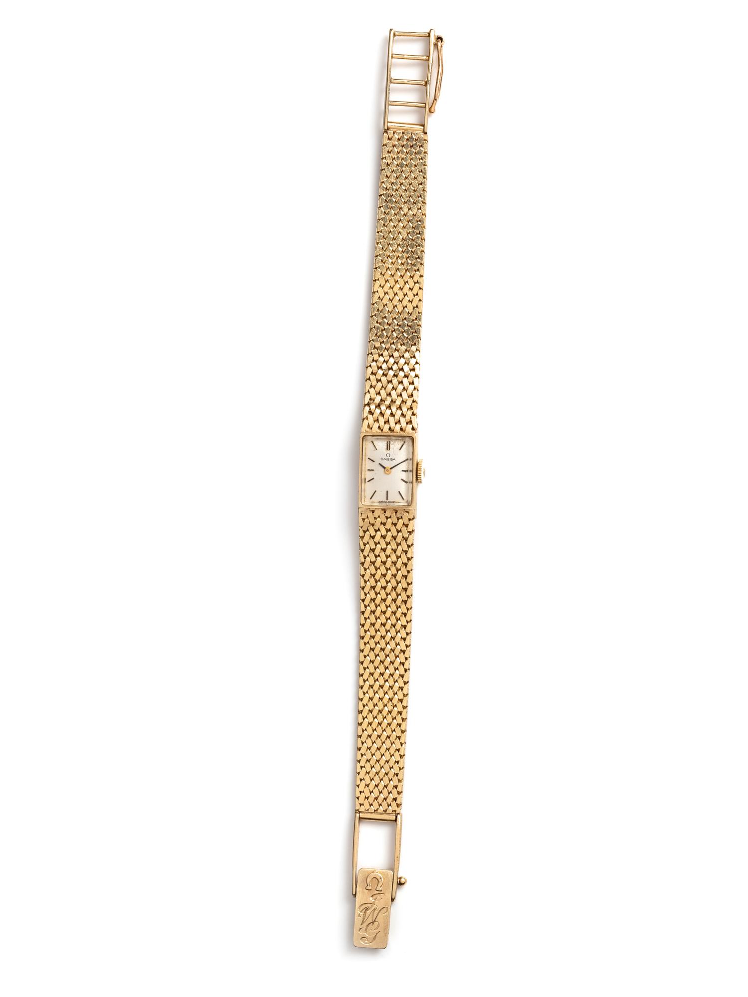 A 14 Karat Yellow Gold Wristwatch, Omega,