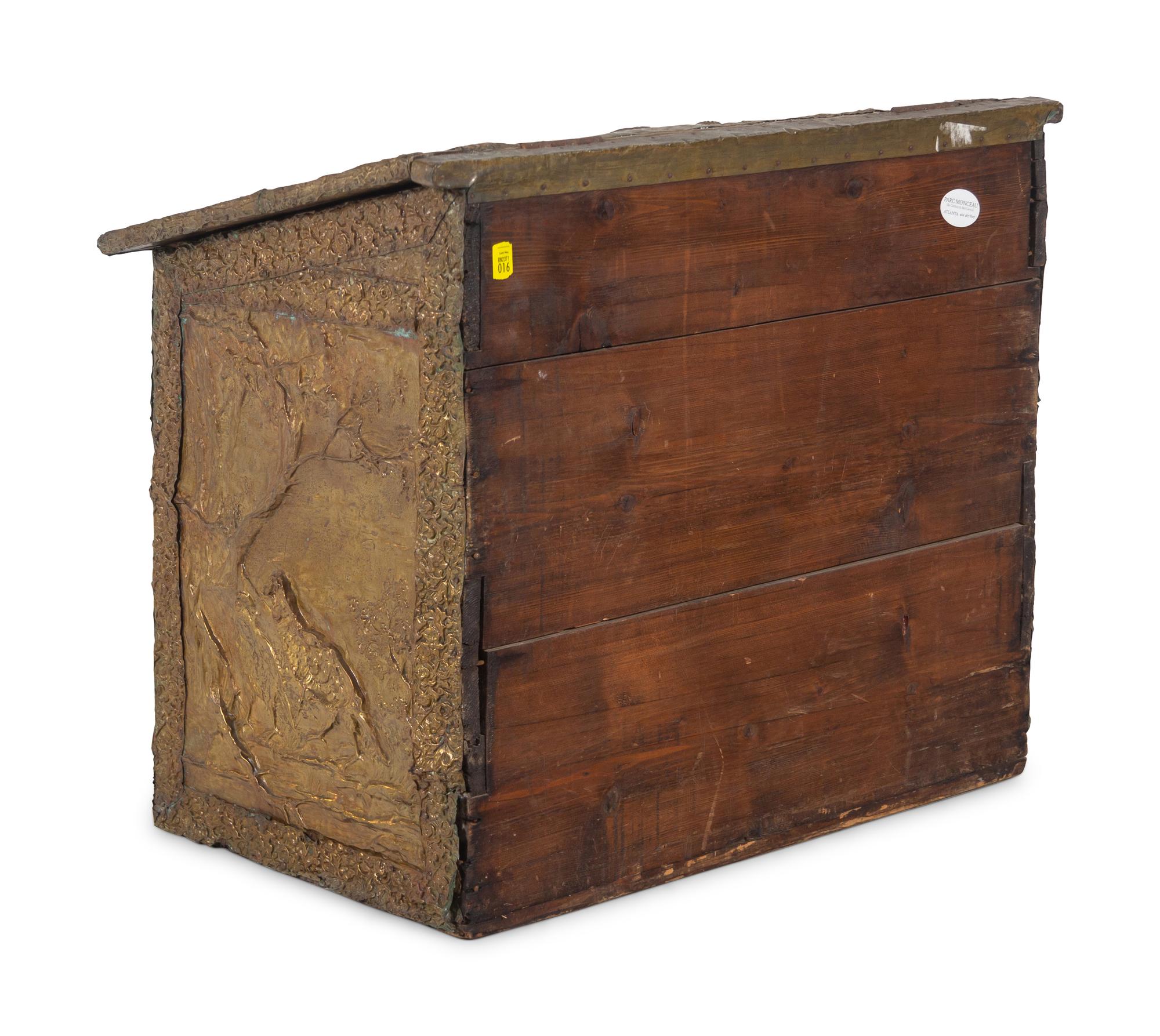 A Victorian Brass Kindling Box