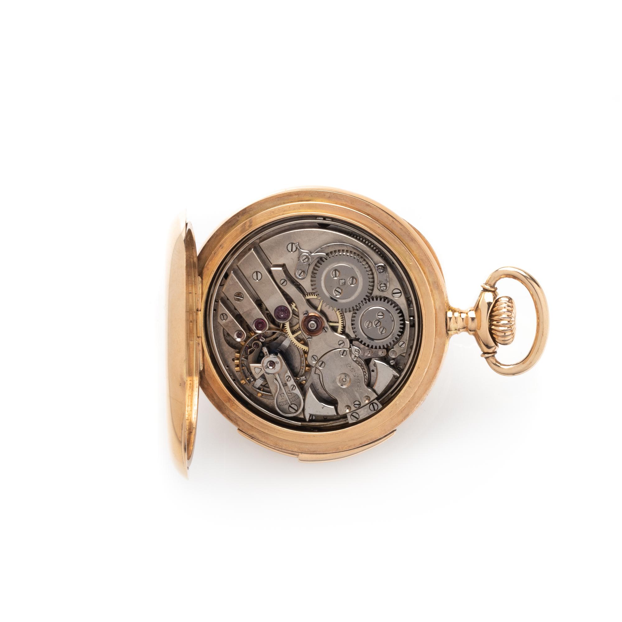 14K PINK GOLD MINUTE REPEATER OPEN FACE POCKET WATCH