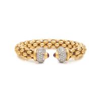 YELLOW GOLD, DIAMOND AND RUBY CUFF BRACELET