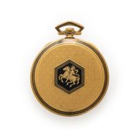 Patek Philippe, 'Greek-Warrior' 18K Yellow Gold and Enamel Pocket Watch, with Extract from the Archives