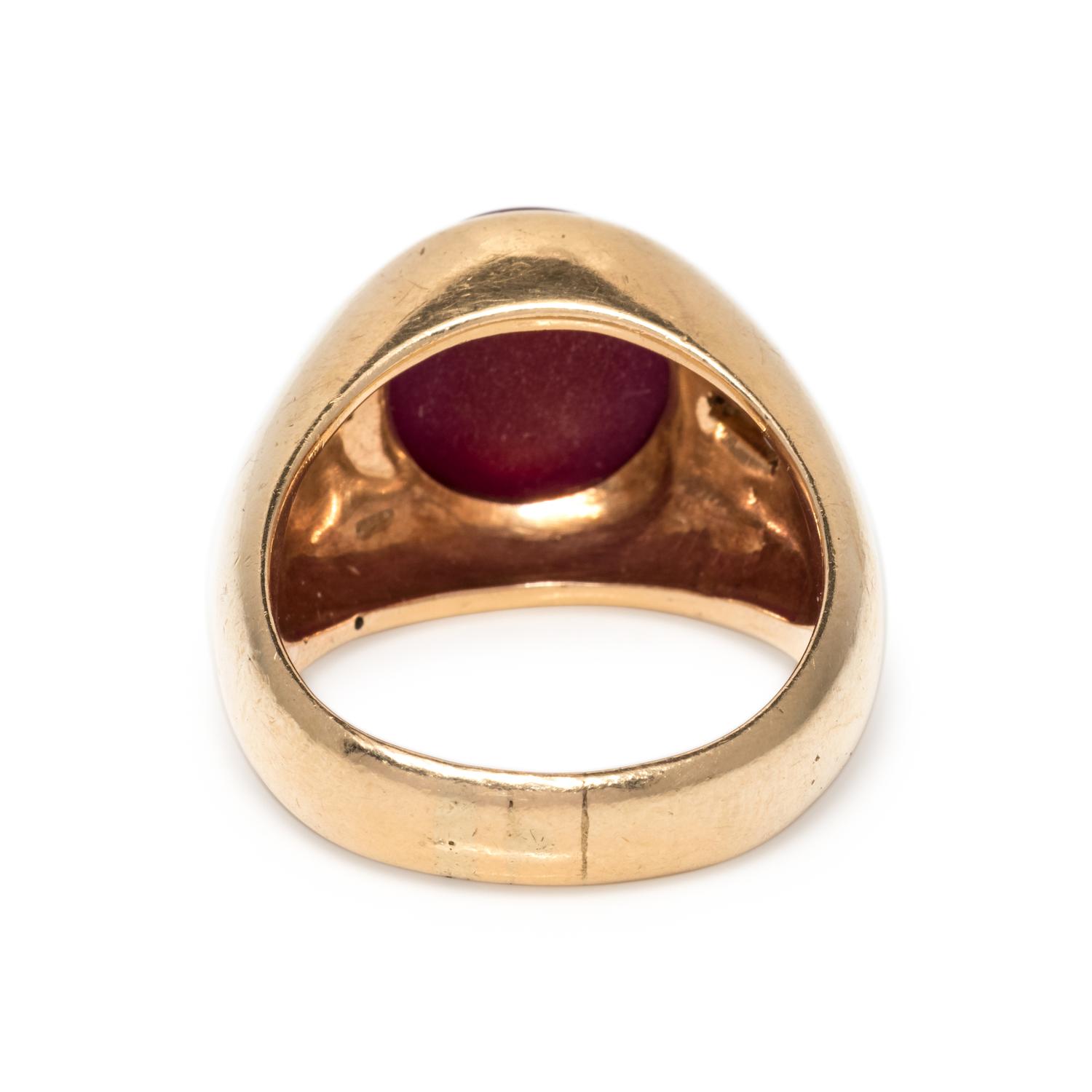 SYNTHETIC STAR RUBY AND DIAMOND RING